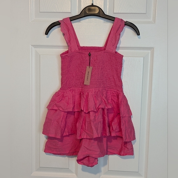 BCBG Girl (Size 10) Pink Smocked Ruffled Cotton Romper/Dress/Skort - Picture 5 of 7